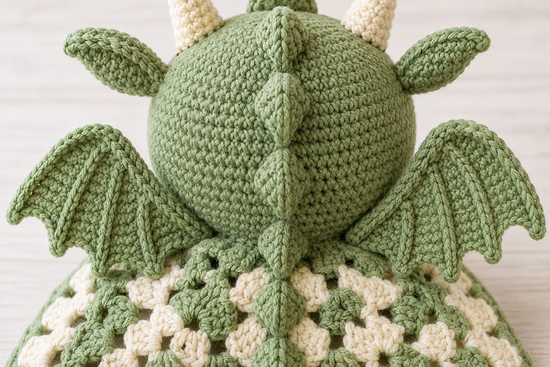 crochet dragon wings before attaching to the lovey