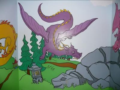 Dragon Nursery Wall Mural goes all the way around room. (Back wall) 