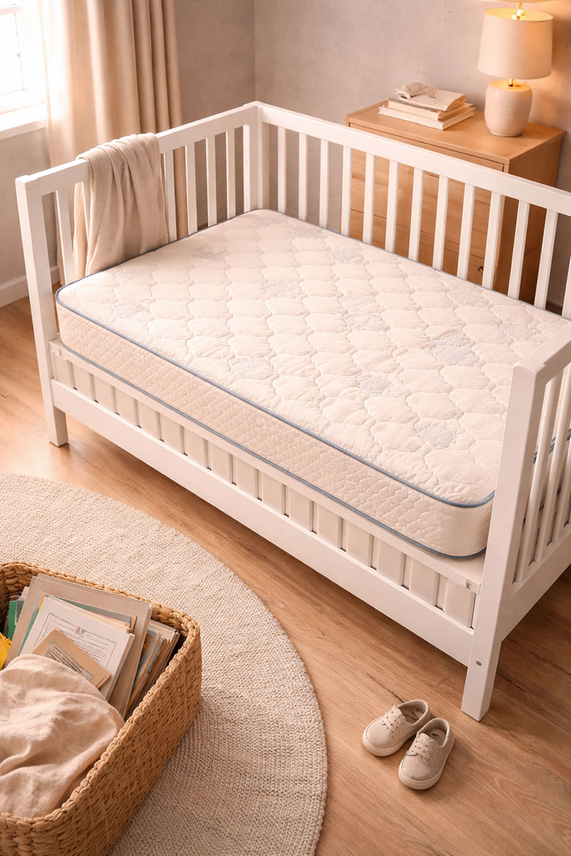 Dual firmness crib mattress for infant and toddler stages