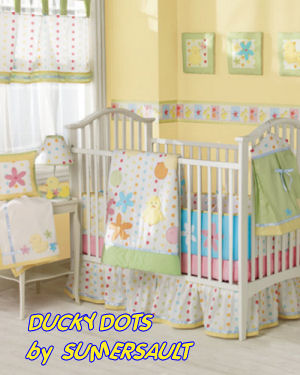 baby yellow polka dots ducks baby nursery crib bedding set