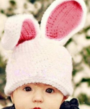 Crochet baby Easter hat photo prop with bunny ears