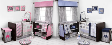 Elephant nursery bedding sets for baby boys and girls
