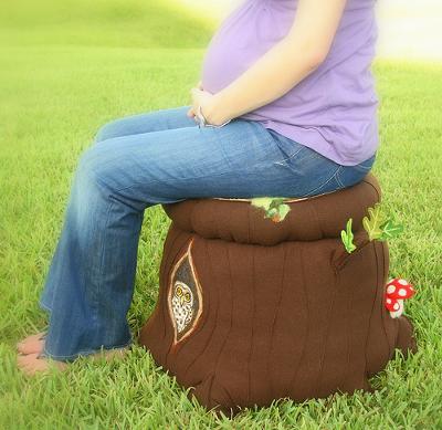 Wool Enchanted Forest Theme Mushroom Nursery Ottoman designed by Jessica of insanely-crafty.blogspot.com