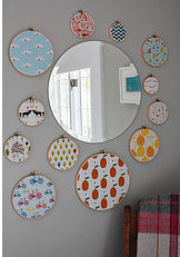 fabric nursery wall embroidery hoop arrangement collage