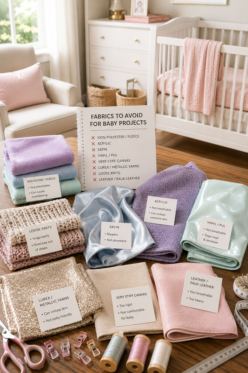 decorative fabric rolls separated from cotton fabrics for baby sewing project planning
