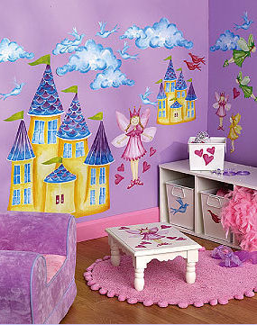 garden princess fairy wall mural wallpaper vinyl removable decals stickers appliques girls nursery bedroom