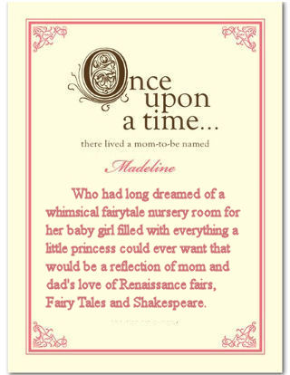 Personalized vintage style once upon a time fairy tale storybook baby shower invitation card