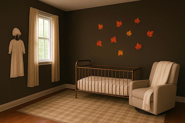 fall baby nursery room autumn leaves