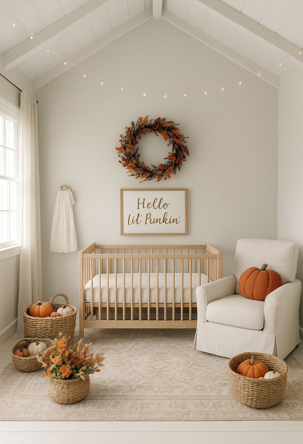 Fall baby nursery design ideas with pumpkin decor