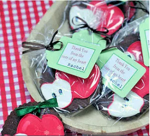 Homemade red fall apple baby shower party favor tags