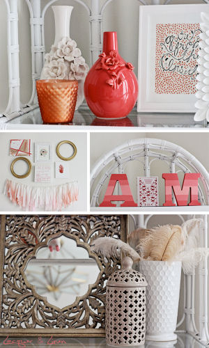 Neutral and bright coral decor for a modern nursery