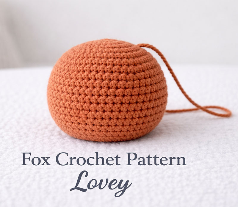 Fox crochet head shape forming during round construction showing stitch detail