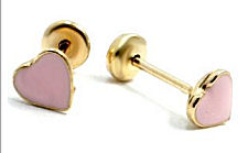 Security stud earrings for a baby girl