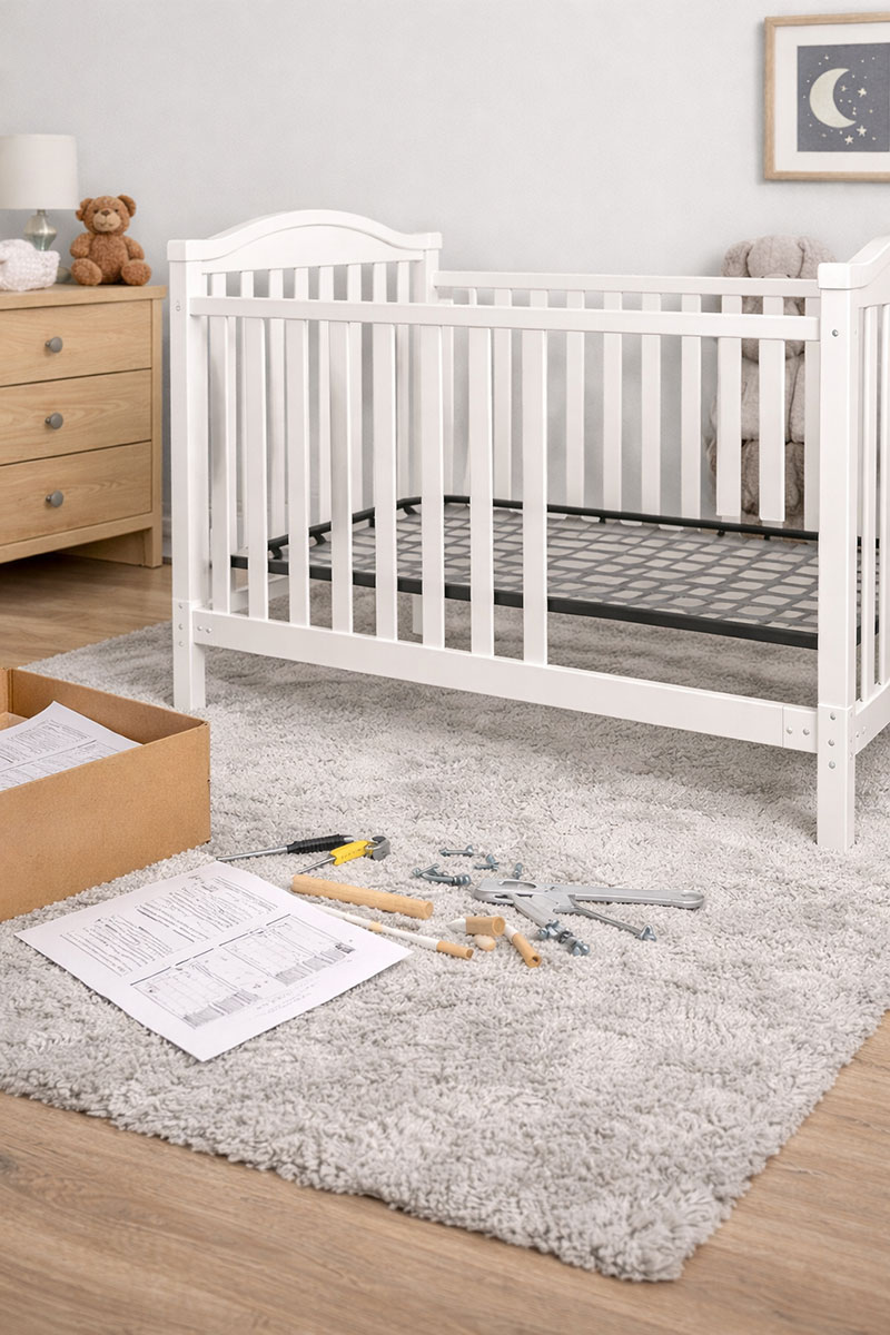 Graco baby crib with assembly instructions