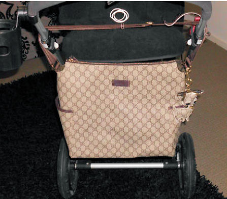 Authentic designer Gucci baby diaper changing bags look amazing on any stroller