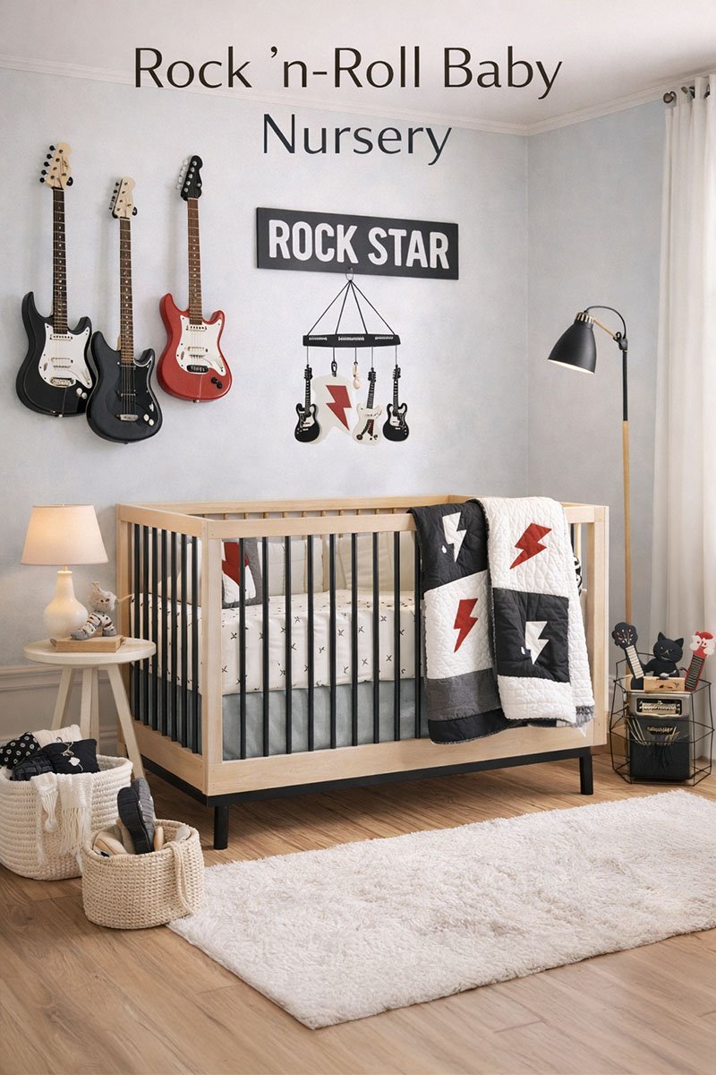 fender guitar baby bedding crib nursery set