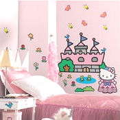 Princess Hello Kitty baby nursery wall stickers and decals for a girls pink room theme