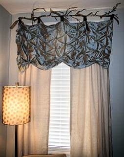 Elegant tucked pleated tie top homemade nursery window valance