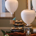 Hot Air Balloon Baby Shower Decorations made from paper lanterns
