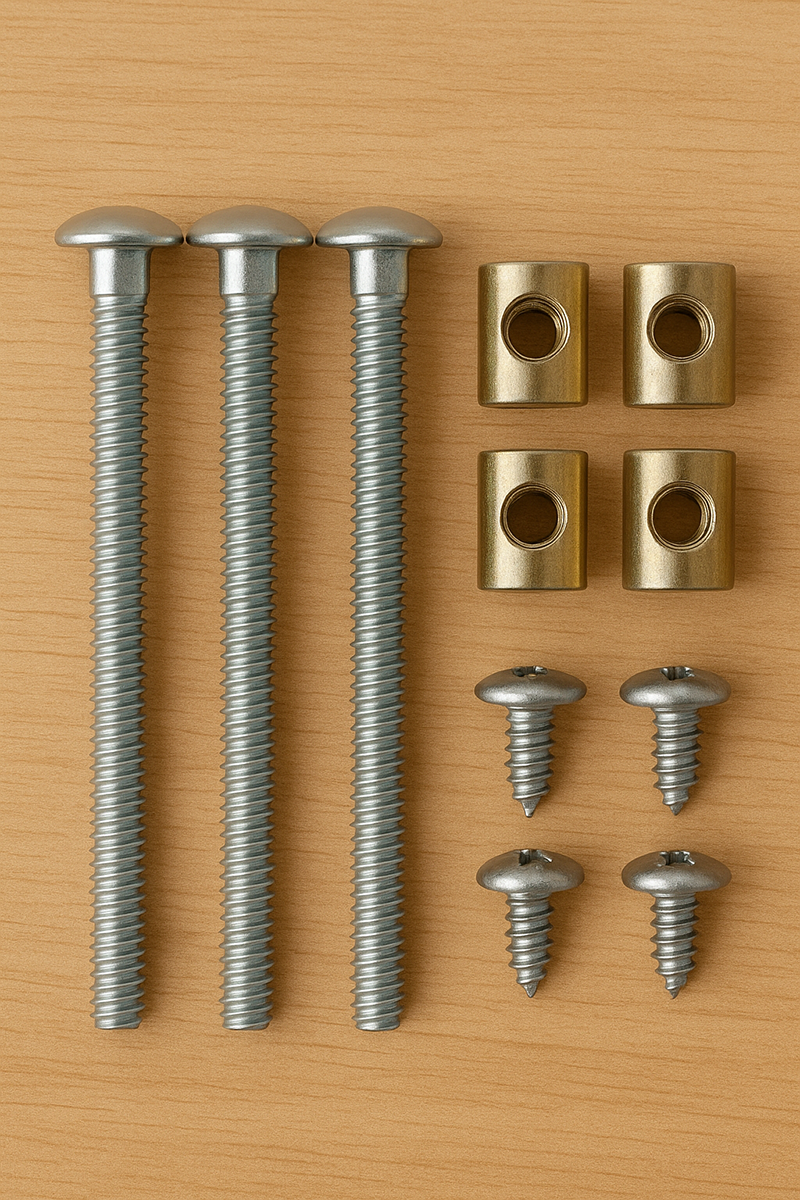 Jenny Lind crib hardware including bolts and screws used in spindle-style cribs