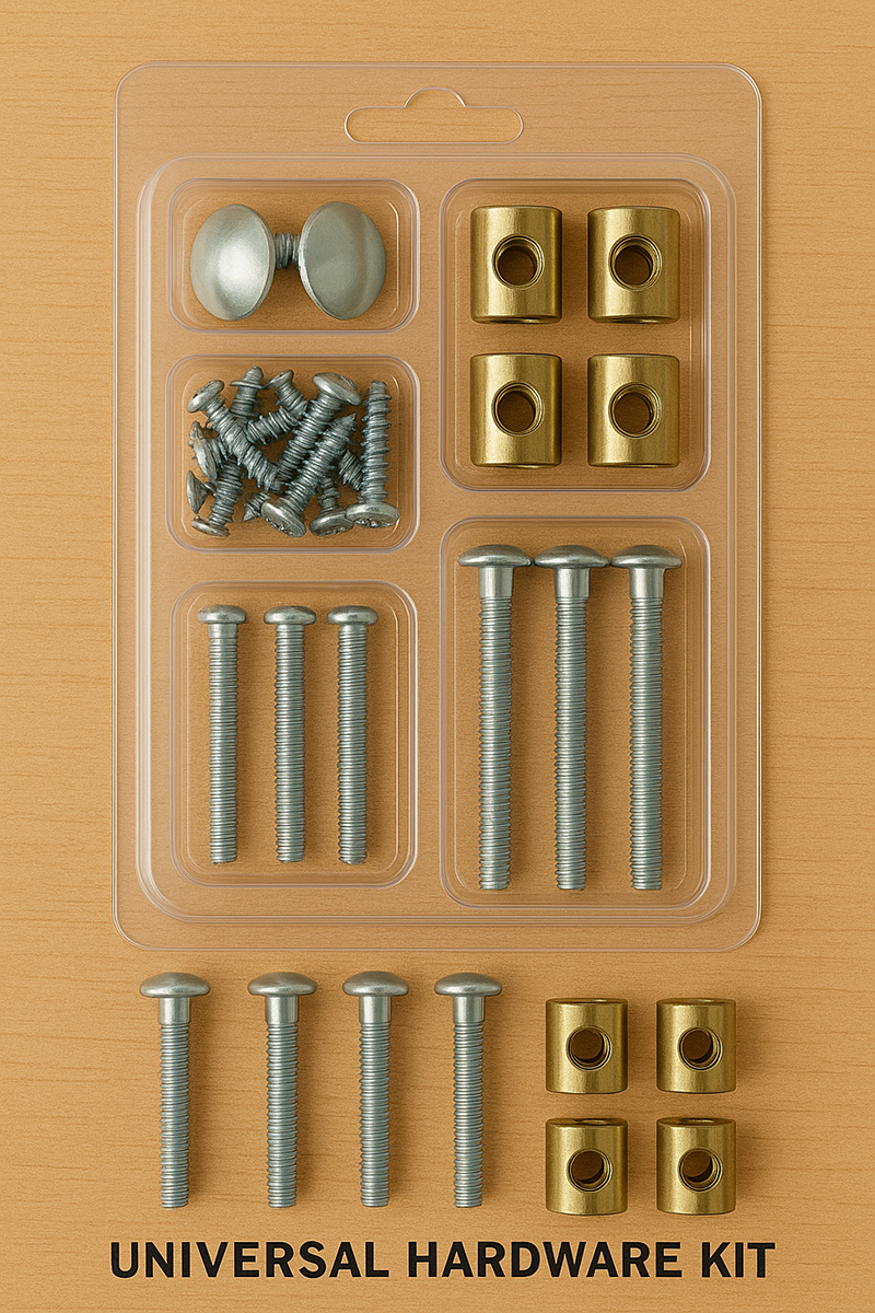 Universal hardware kit for Jenny Lind style spindle cribs