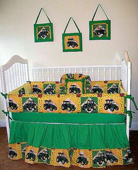 John Deere Tractor themed baby nursery room ideas in green and yellow