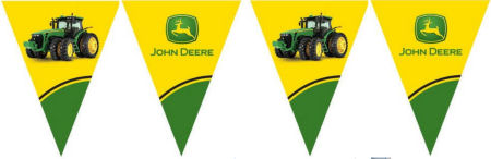 Green and yellow John Deere tractor flag bunting party banner for a baby shower or kids birthday party