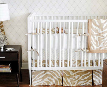 Neutral safari baby crib bedding set for a jungle nursery theme