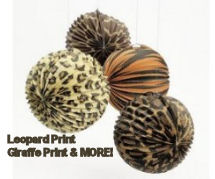 Wild animal giraffe and leopard print paper lanterns decorations for a baby nursery or shower