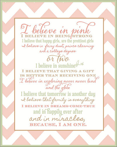 Free printable pink and green nursery wall art with inspirational quotes and sayings for a baby girl