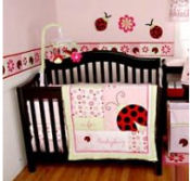ladybug baby bedding red black pink green mod crib bedding set nursery picture theme