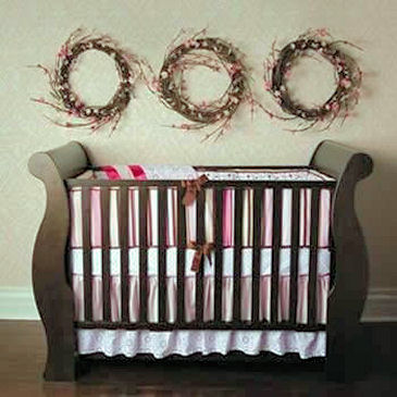 Pink vintage ladybug baby crib bedding set pink black and white