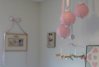 shabby chic nursery chinese lantern dragonfly baby crib mobile ribbon