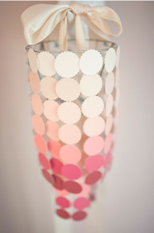 DIY paper baby nursery chandelier made from paint chip samples