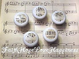 DIY Musical note drawer pulls made using old sheet music