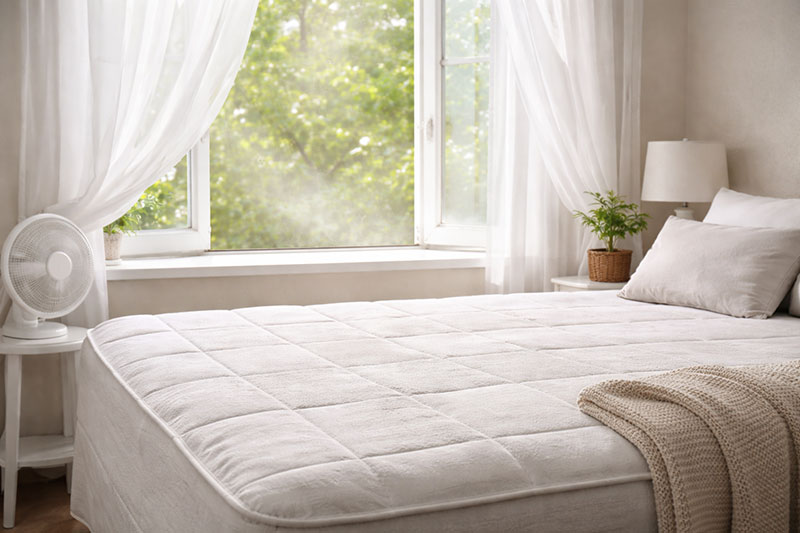 Mattress airing near window with natural light and airflow