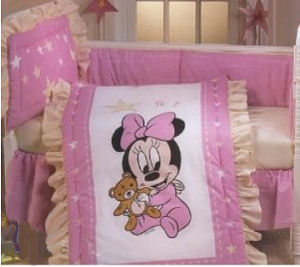 Baby girl Disney Mickey and Minnie Mouse Nursery Crib Bedding Set