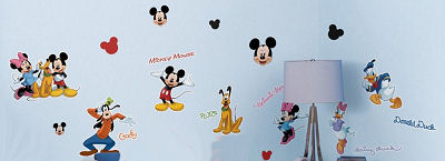 Mickey Mouse, Minnie Mouse, Donald Duck, Daisy Duck and Goofy Wall Decals and Stickers Set for a Baby Boy or Girl Nursery Room