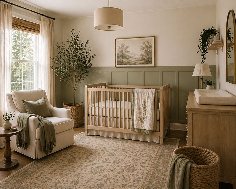 Minimal nursery decor with balanced styling and clean open space