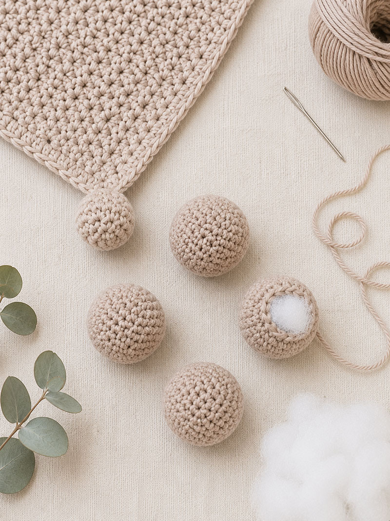 crochet corner balls for minimalist baby lovey blanket