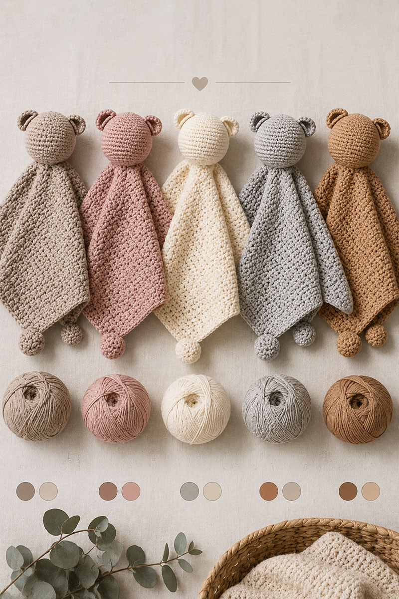 minimalist crochet lovey pattern in neutral nursery colors