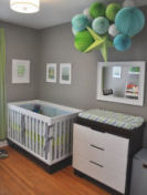 modern gray blue lime green baby nursery paint wall color