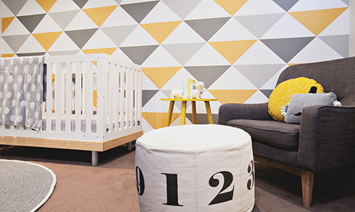 Modern gender neutral baby nursery design ideas numbers in white grey and yellow