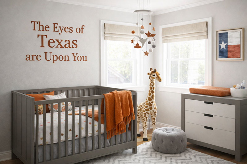 Modern gray and white nursery with Texas theme décor