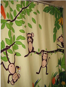 funky monkey monkeying around bathroom shower curtain jungle theme