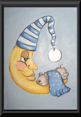 Hand painted custom moon baby nursery wall art