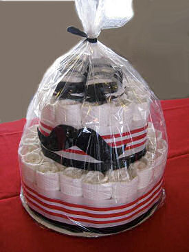 Little man mustache baby diaper cake for a baby boy shower gift and table decoration
