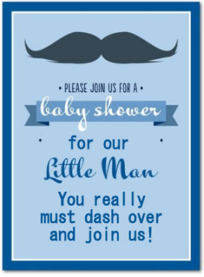 Custom little man mustache baby shower invitation template with personalized wording
