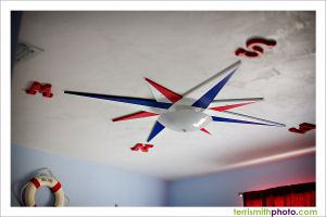 nautical star ceiling decoration nursery baby boy red white blue compass