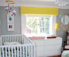 bright yellow white and gray modern neutral baby nursery